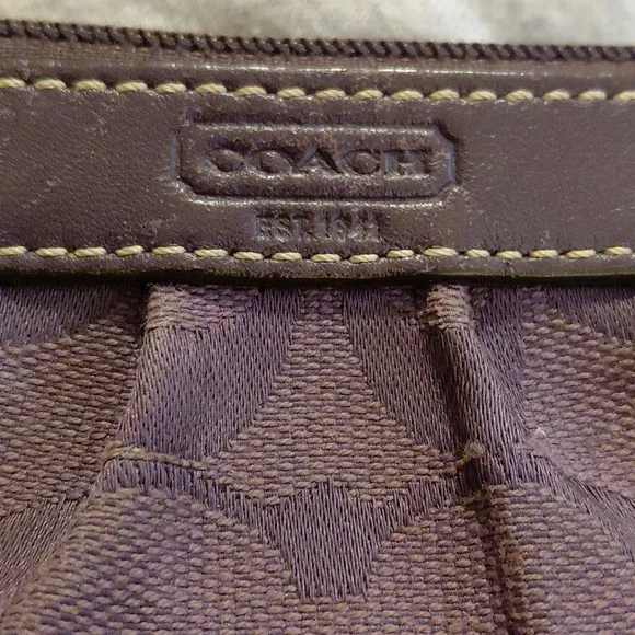 Coach Signature Pleated Zipper Pouch Purple - Picture 7 of 8